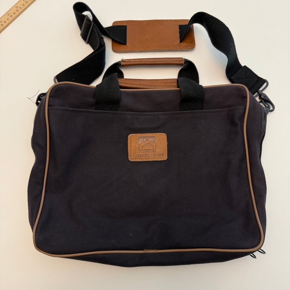 US Postal Service Navy Blue Canvas Briefcase Messenger‎ Bag OS